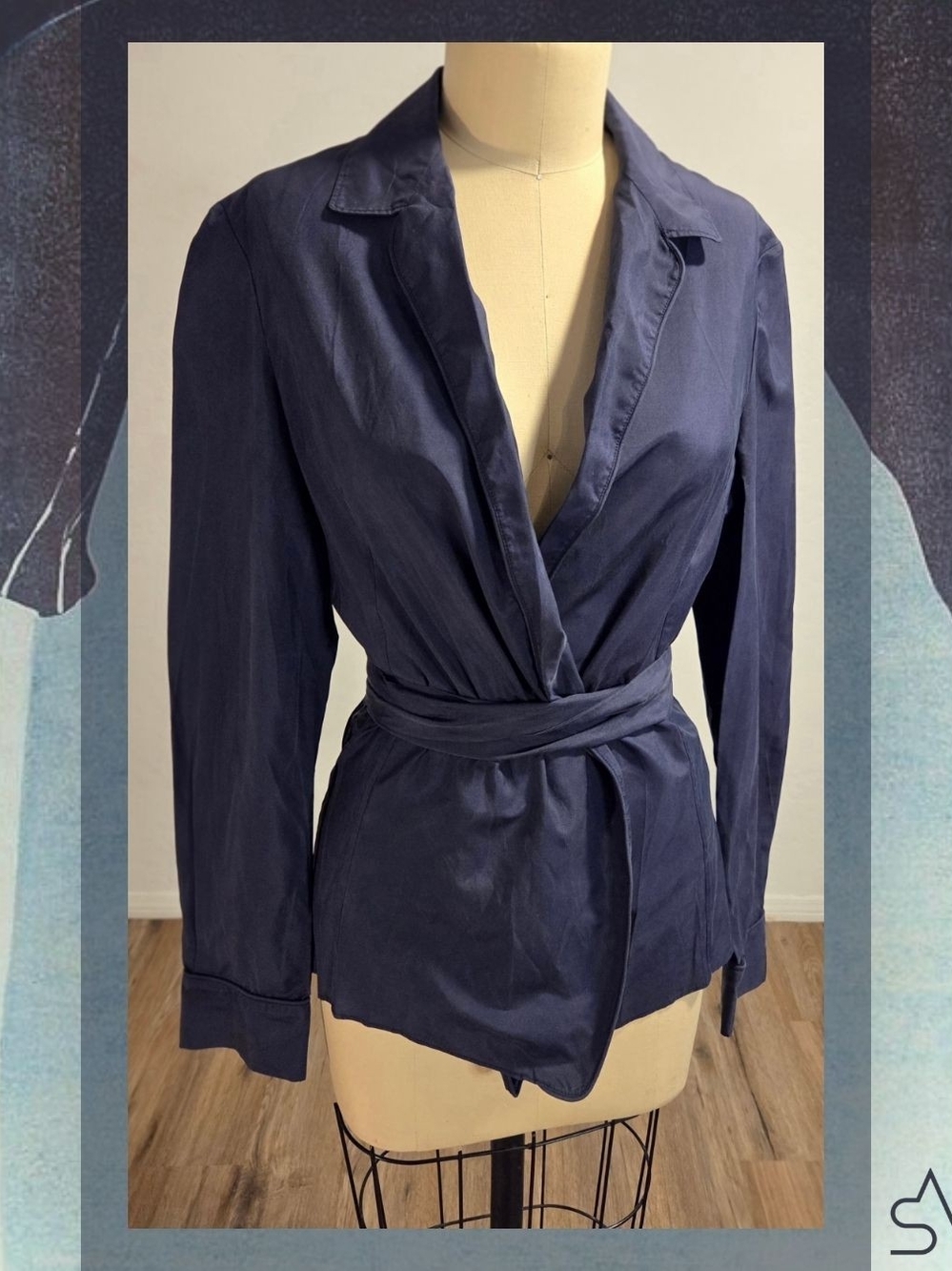 Yves Saint Laurent S/S '08 Sleek Androgyny Wrapped Tailored Blouse FR 40 (US 8)